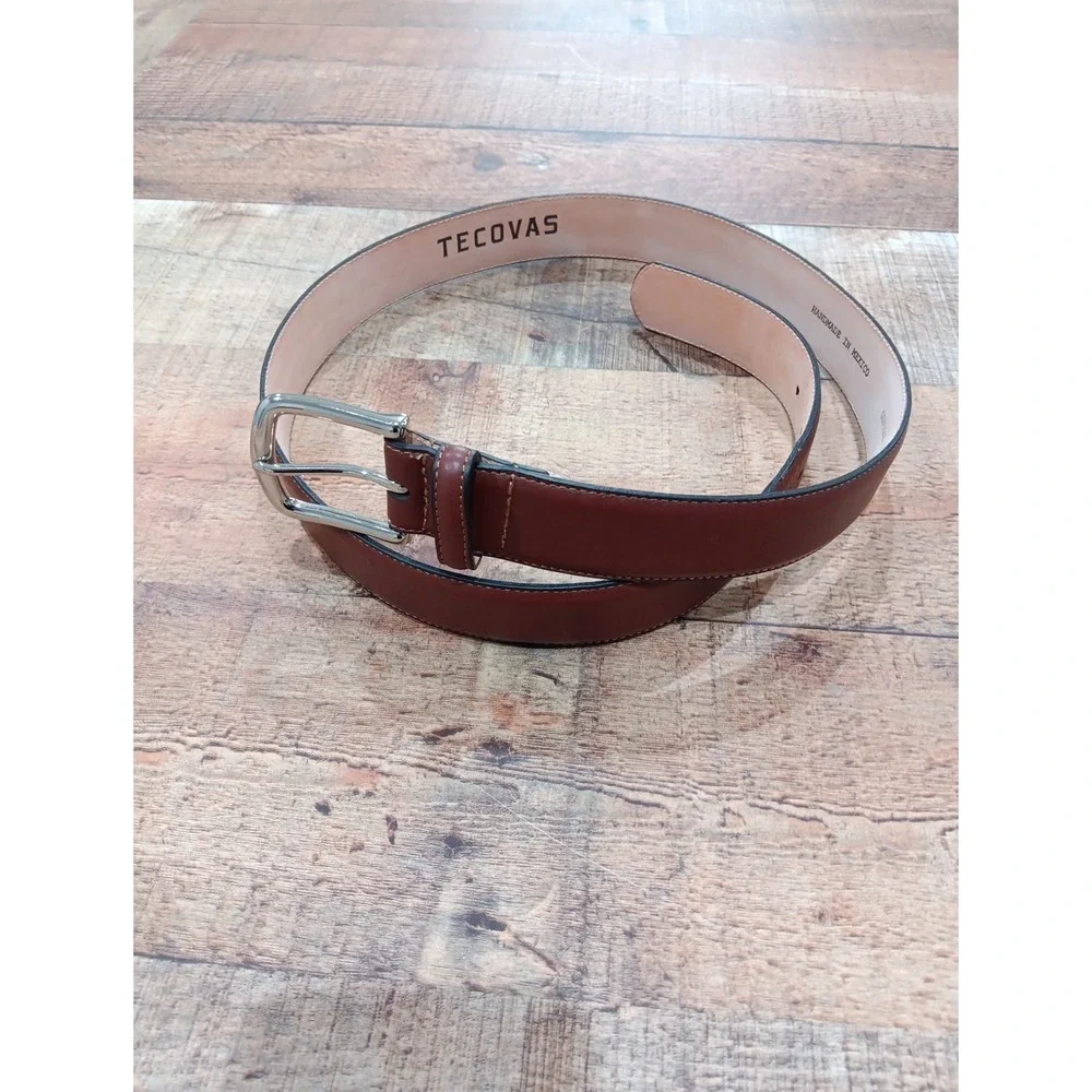 Tecovas Cowboy Western Handmade Calfskin Belt Men's Brown  ‎ size Large 5 Hole